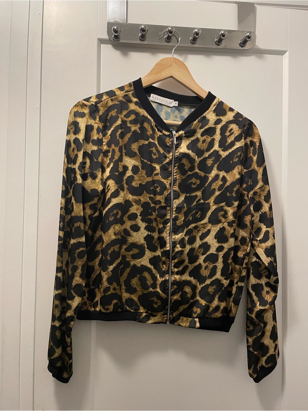 Leopard Print Bomber Jacket in Brown and Black like new